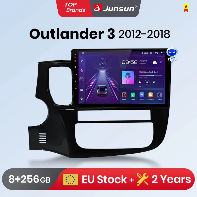 Junsun CarPlay Android Auto Autoradio für Mitsubishi Outlander 3 GF0W GG0W 2012–2018 GPS Intelligente Systeme Multimedia Autoradio