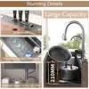 Black Kitchen Sink Twin Waterfall Kitchen Sink 31.5" Stainless Steel Single Bowl Sink with Faucet, Modern Honeycomb Nano 5