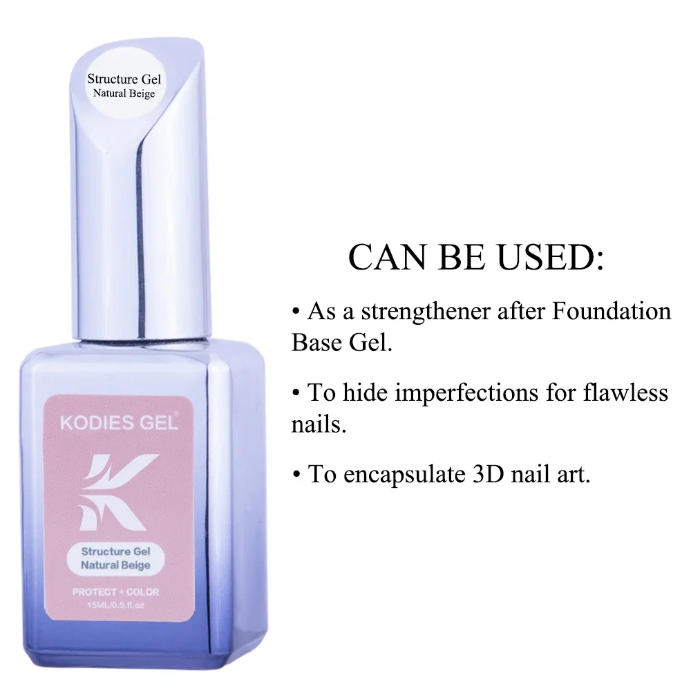 KODIES GEL  Neutral Beige Rubber Base Gel Nail Polish 15ML Semi Permanent UV Structure Construction Gel Varnish Manicure Nailart 4