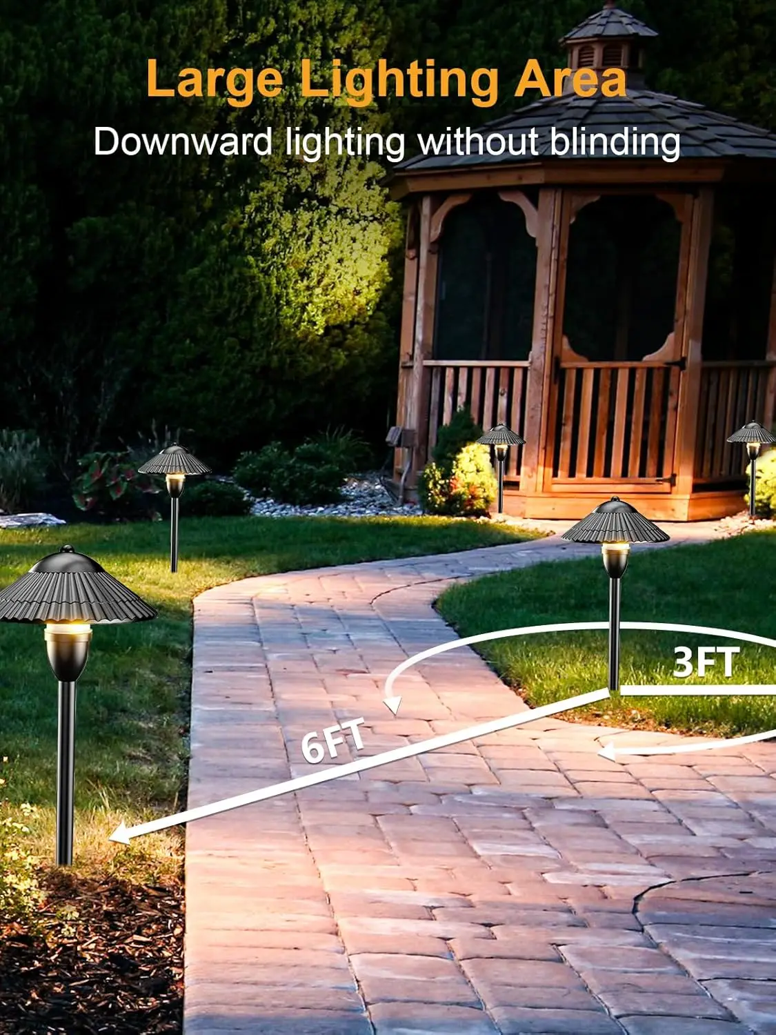 Low Voltage Landscape Pathway Lights, 5W Aluminum Outdoor LED Landscape Lighting, 12-24V 3000K Waterproof Wired Path Light for Y