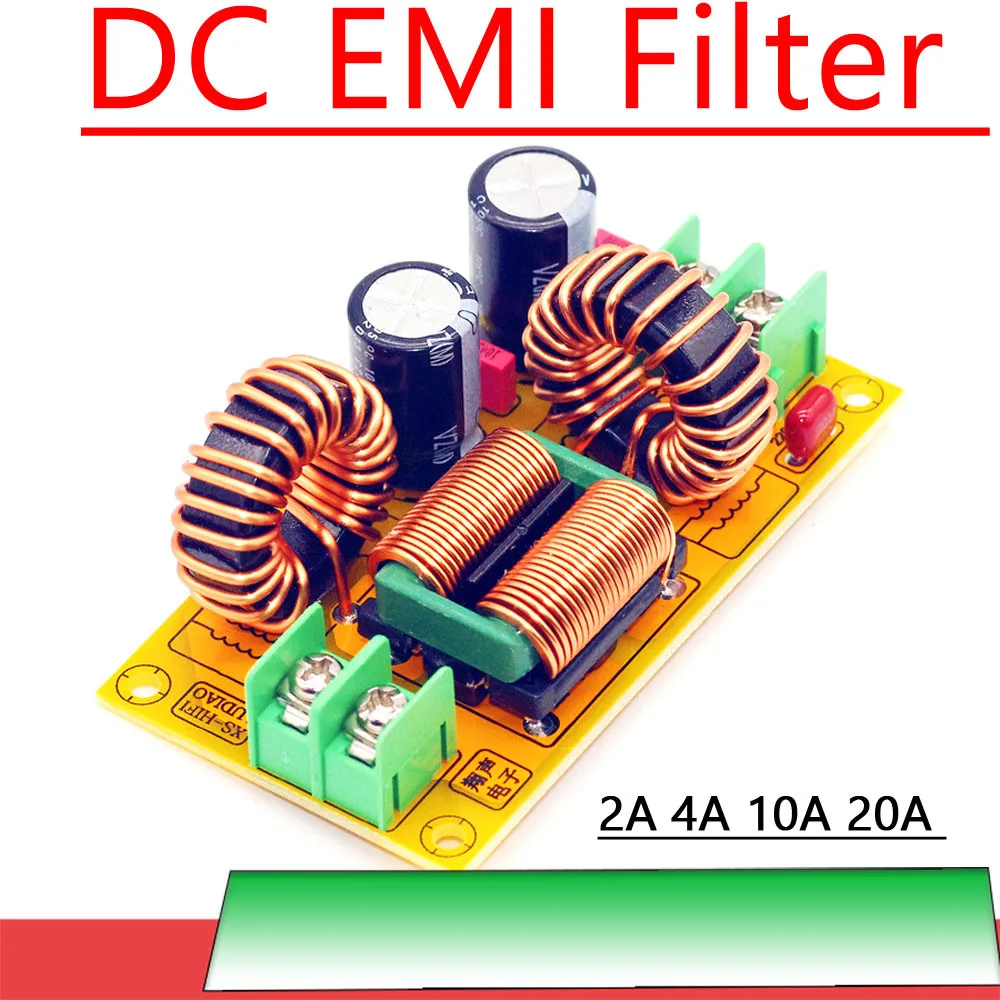 

2A 4A 10A 20A DC LC Filter EMI Filter Electromagnetic Interference EMC FCC Car Audio Filtering Power Purifier Noise Impurities