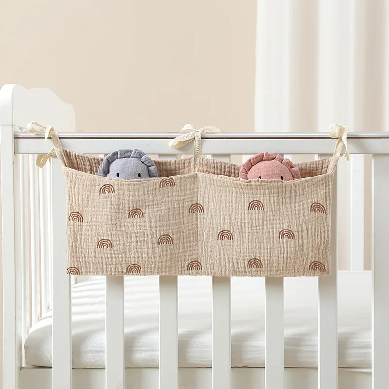 New Bedside Diaper Bag Cute Cartoon Baby Disposable Diaper Storage Bag Handbag Boys Girls Baby Crib Bottle Trolley Hanging Bag 6