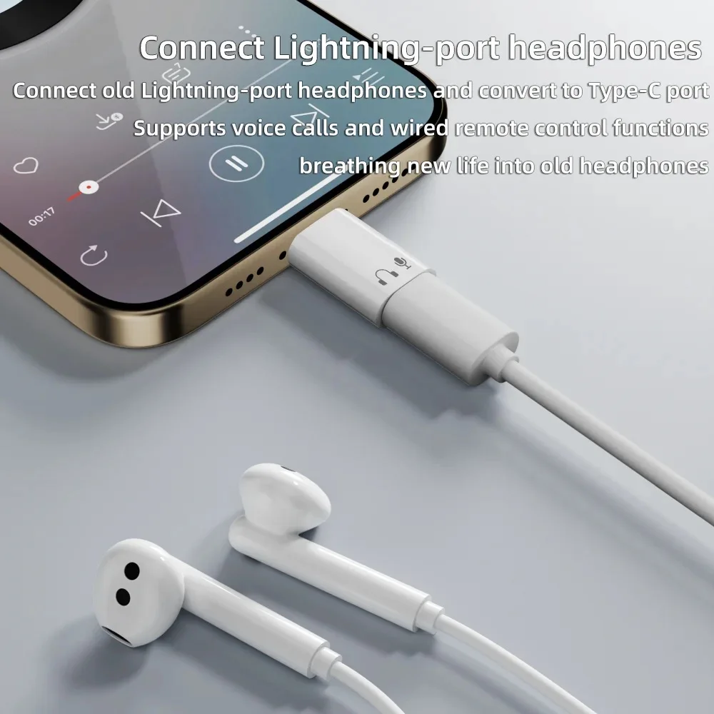 OLAF 타입 C - IOS 헤드폰 오디오 어댑터, 아이폰 16 15 아이패드 삼성용 USB C(남성) - IOS(여성) 커넥터