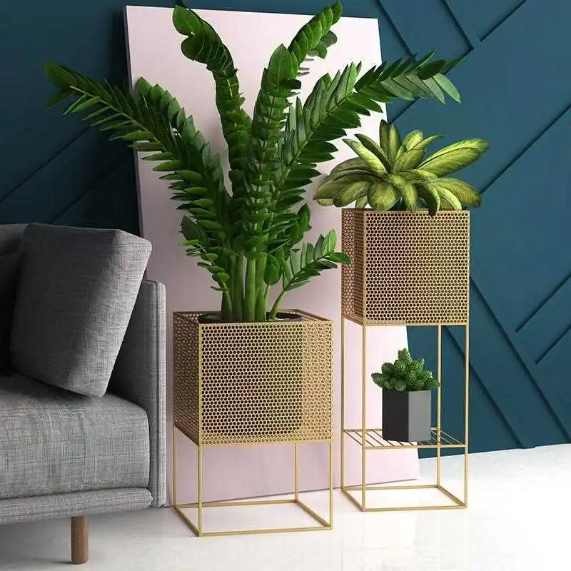 

Nordic Ironwork Plant Shelves Indoor Porch Living Room Balcony Plant Stand Floor-Standing Flower Pots Shelves Shelf For Flowers
