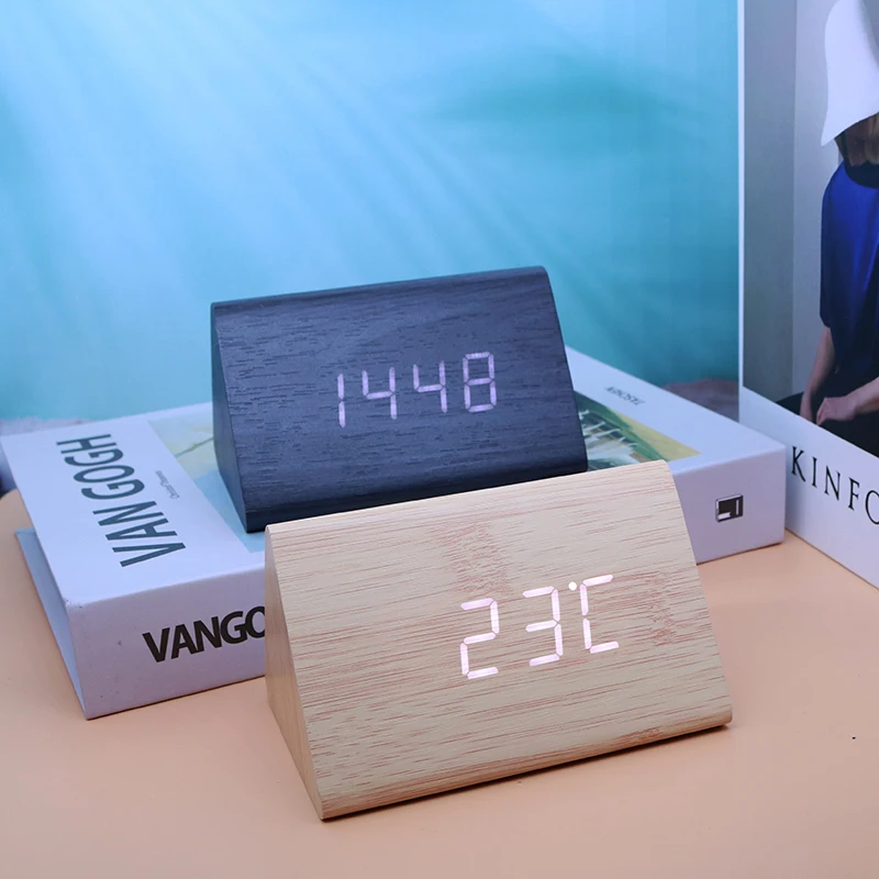Description Picture 5 of itemWooden Digital Alarm Clock Time Date Temperature Display Desk Clocks for Bedroom Living Room Bedside Office NIDITON