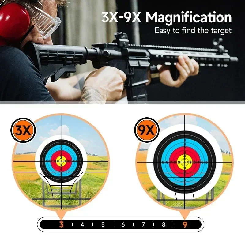 3-9x40EG Tactical Scopes 3-9x32 Outdoor Hunting Riflescope Optical Shooting Airsoft Sight Green Red Illuminated Sniper Scope rifle scope