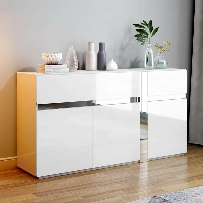 

Stainless Steel Decorative Strip Modern Minimalist Paint Tempered Glass Table Top Sideboard