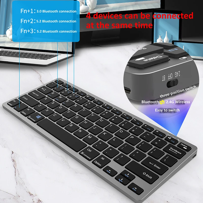 Teclado Bluetooth sem Fio Recarregável Hebraico Rússia Coréia Ipad Macbook Telefone Tablet Smart tv - Imagem 2
