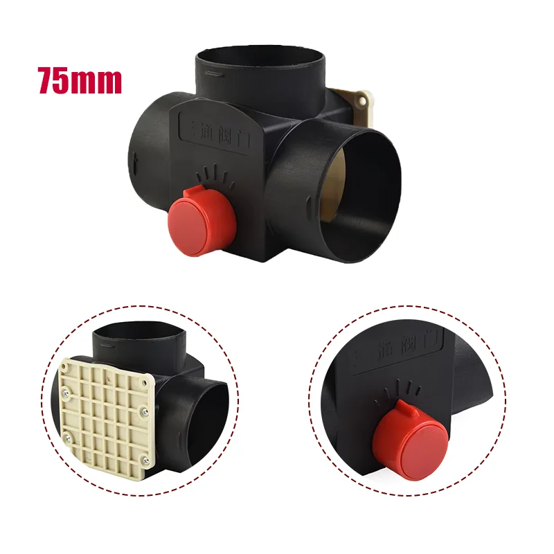 75MM/ 90MM/ 90MM TO 75MM Vavle Flap Adjustable Air Diesel Heater Vent Ducting T Branch Splitter Exhaust Pipe Joiner Connector Heater Duct Connector Car Heater Accessories