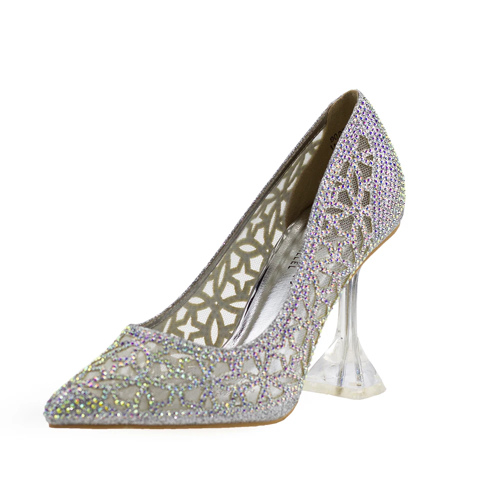 

Fashionable 2023 Italian Designers Rhinestone Pointed Toe Pumps Elegant Summer Party Wedding Bridal Ladies High Heels Sandals
