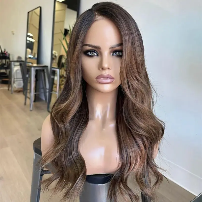 Ombre Dark Caramel Brown Synthetic Wig