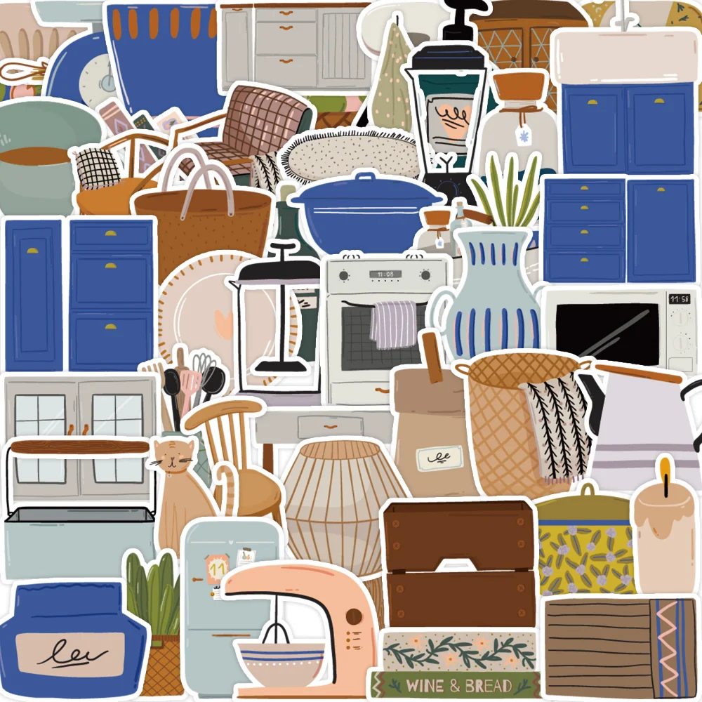 

10/50Pcs Cute Kawaii Girl Papers Travel Living Furniture Stickers Vintage Romantic for Diary Decoration Scrapbooking Stationery