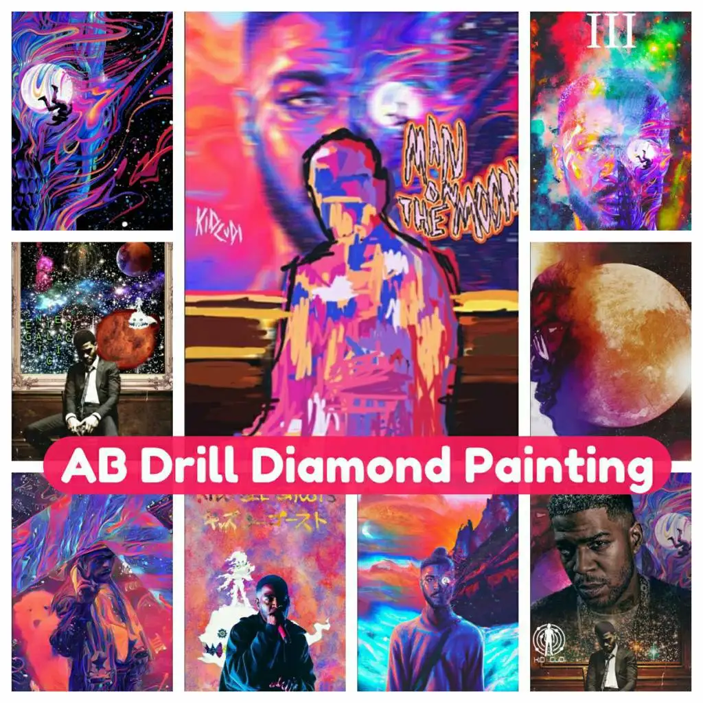 

Kid C-Cudi Singer Kit AB Diamond Painting 5D DIY Full Drill Round Square Cross Stitch Handmade Rhinestones Home Decor Gift