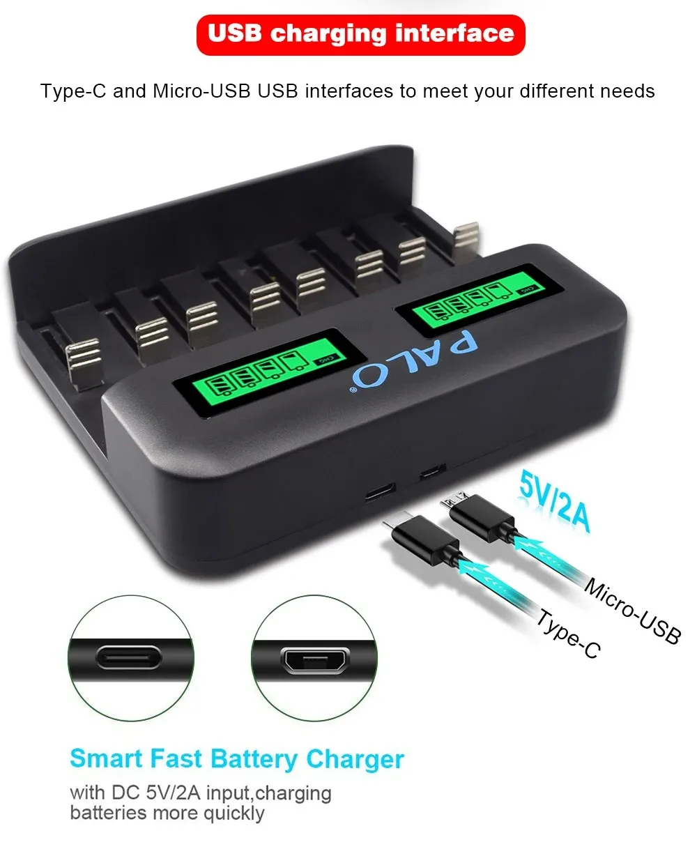 CITYORK 1,2V D Batterie 10000 mAh LR20 R20 NIMH + LCD Smart-Ladegerät für AA AAA C D 9V Batterien – Detail 4