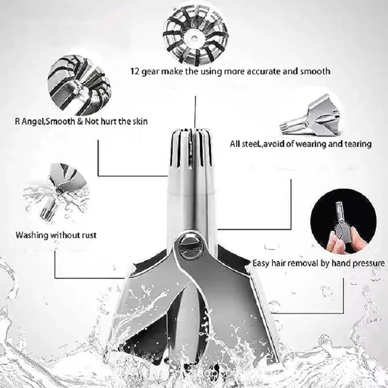 1 set Nose Hair Trimmer for Men Stainless Steel Manual Shaver Washable Portable