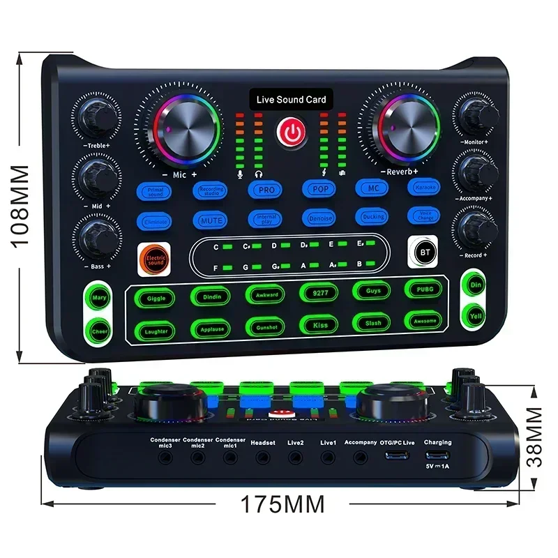 HD X60 Sound Card English Version Professional Sound Cards Audio Mixer For Karaoke Broadcast KTV Singing Live Mixer