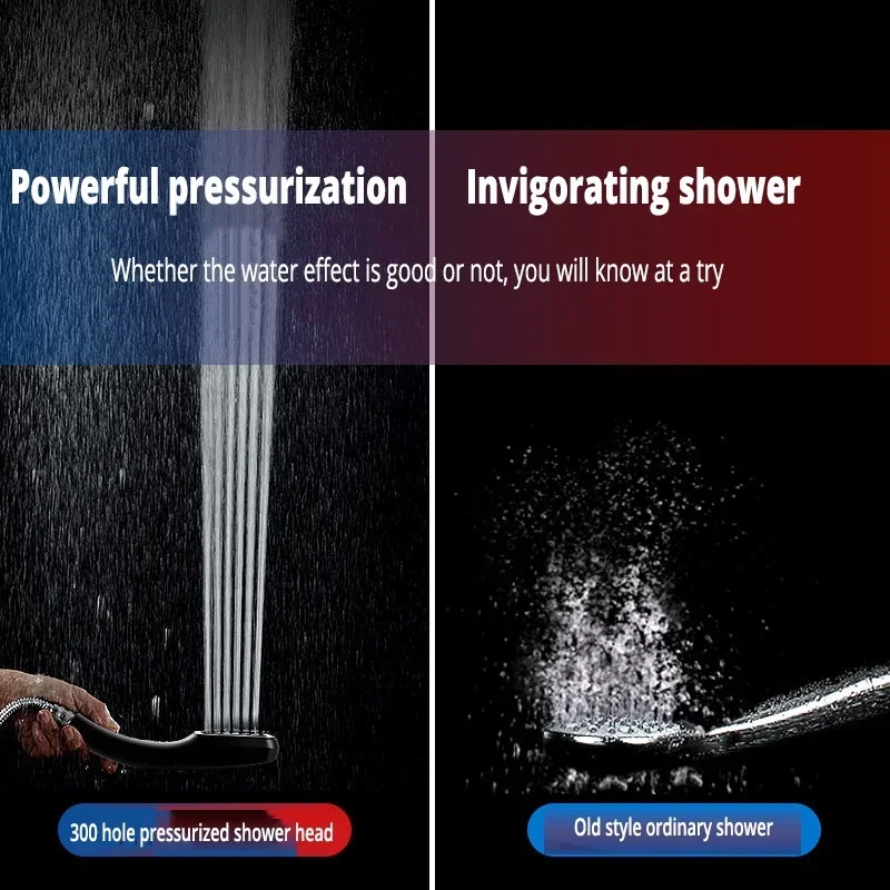 300 Holes High Pressure Rainfall Shower Head Water Saving 3 Color Chrome Black White Sprayer Nozzle Bathroom Accessories 4