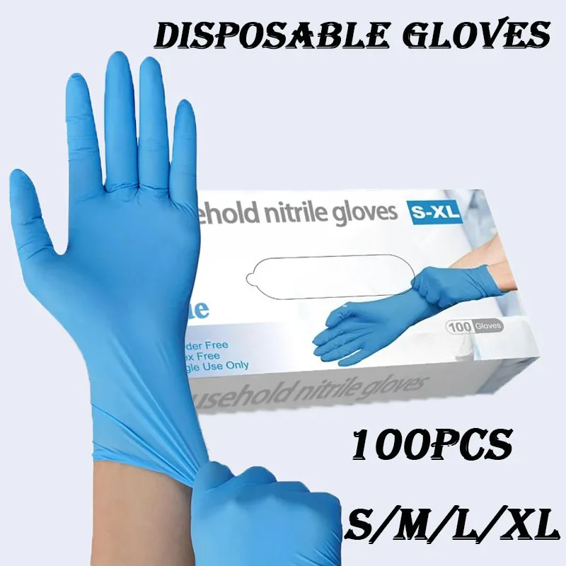 disposable thick gloves latex high elastic blue aseptic kitchen home cleaning medical protection inspection 100PCS surgical gloves