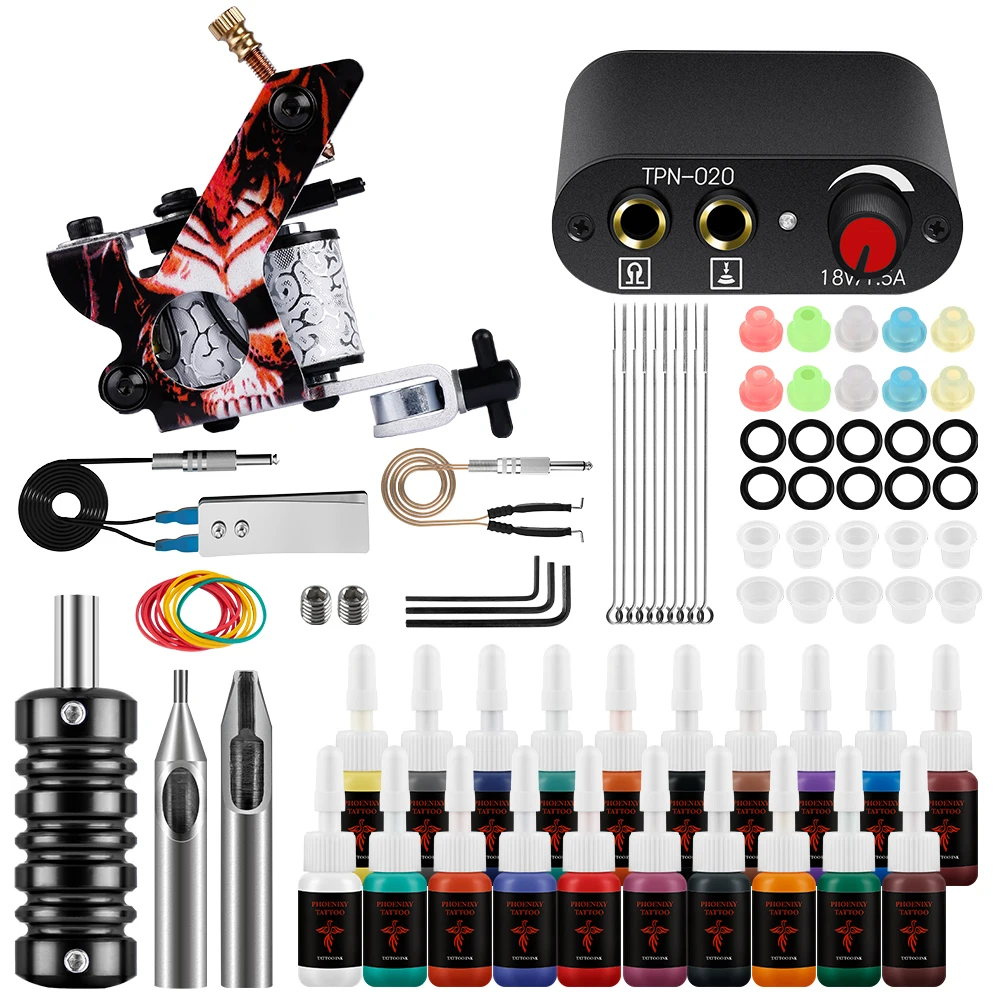 TattooKitTattooMachinesGunWithInkPowerSupplyTattooGripsBody