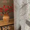 High-Grade Gold Leaf Bird's Nest Hollow Jacquard Sheer Curtains for Living Room Bedroom Luxury Gray Delicate Tulle Home Decor 1