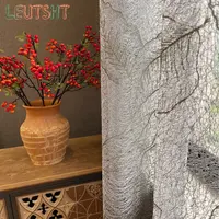High-Grade Gold Leaf Bird's Nest Hollow Jacquard Sheer Curtains for Living Room Bedroom Luxury Gray Delicate Tulle Home Decor 1