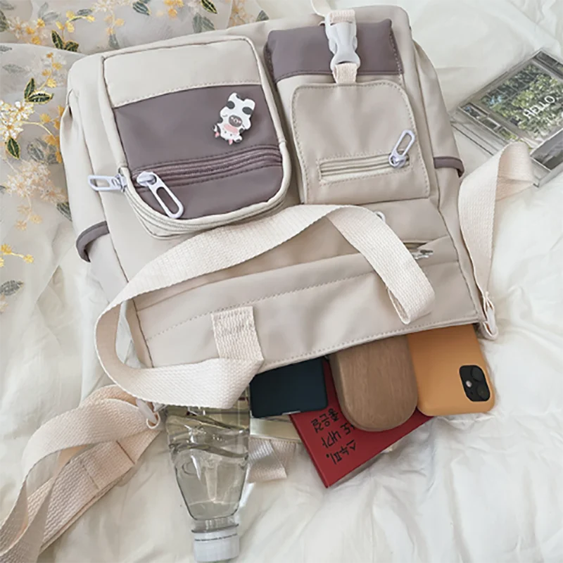 Japanese Harajuku Women's Handbags Multiple Pockets Shoulder Bag Large Capacity Crossbody Bag For Students