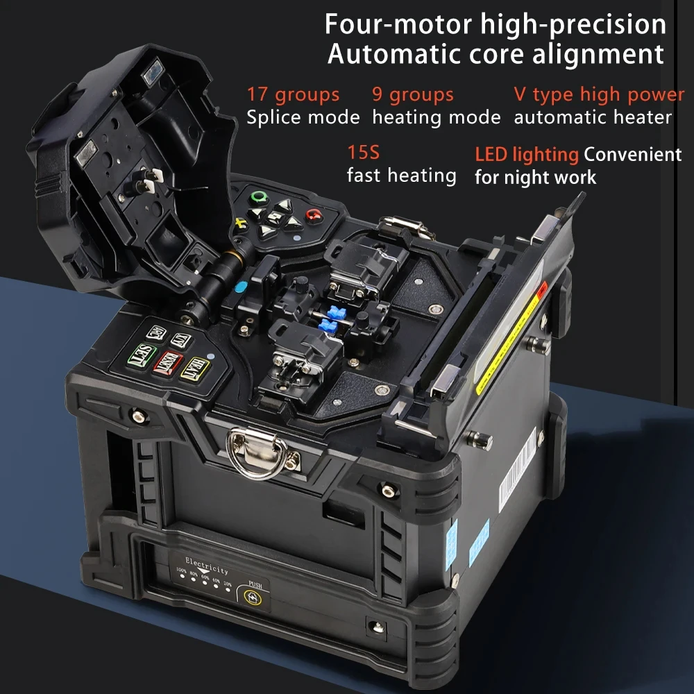 A-88S Fiber Fusion Splicer Fully Automatic High-precision Hot Melt Machine is Equipped a One-step Cutting Knife Leather Jumper