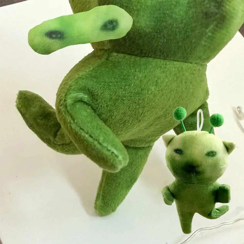 Grünes Alien-Katzen-Plüschtier, bewegliches und verformbares Stofftier, kreativer hässlicher süßer Plüsch-Schlüsselanhänger für Geschenke – Detail 9
