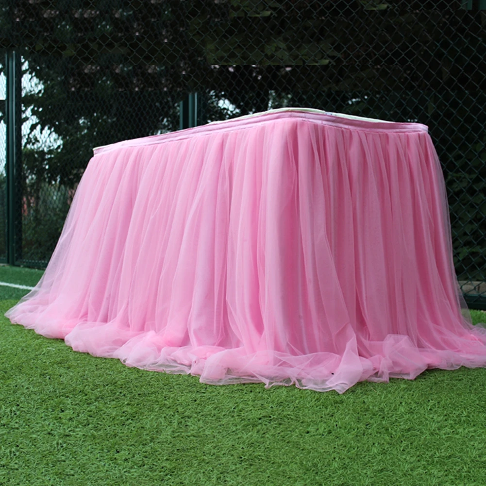 Tulle Table Skirt Elastic Mesh Tulle Tableware Tablecloth For Christmas Holiday Party Table Skirt Wedding Party Decor 100x75cm
