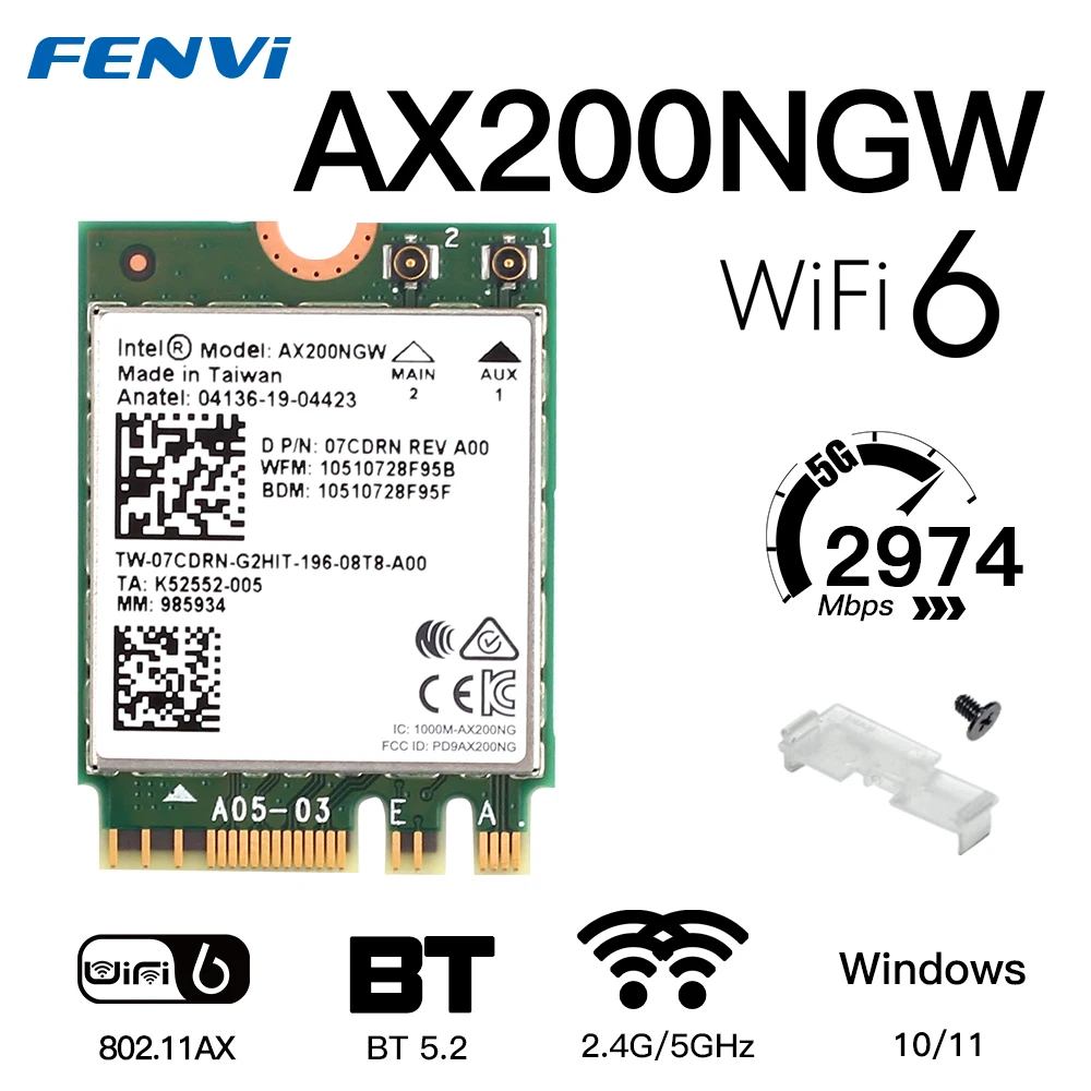3000mbps Wifi 6e Intel Ax210 Bluetooth 5.2 Ngff M.2 Wireless Wifi 6 Card  802.11ax Ax210ngw 2.4g/5ghz 6dbi Antennas For Windows10 - Network Cards -  AliExpress