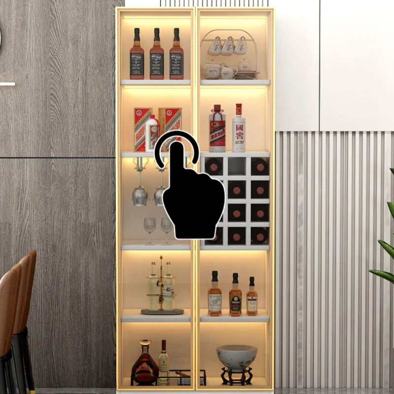 Modern Glass Wine Cabinets Wall Living Room Luxury Restaurant Wine Cabinets Display Wooden Meuble Vin European Furniture Qf50Jg