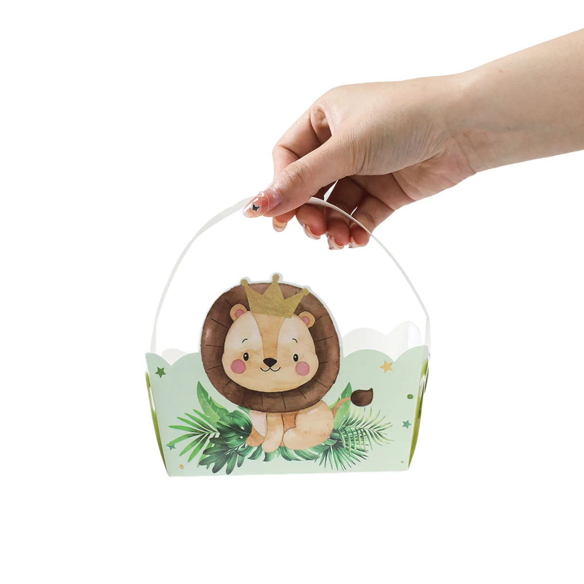 정글 사파리 동물 선물 가방 핸드백, 어린이 생일 종이 가방 장식, 숲 테마 파티, 베이비 샤워 포장 용품, 6 개