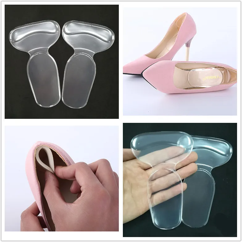 1 Pair/2Pcs T-type women men Silicone Soft Insert Heel Liner Grips High Heel Comfort Anti-wear foot Pads Feet Care Accessories