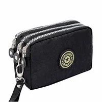 New Fashion Portable Women Wallet Make-up Bag Coin Purse Mini Bag with Three Zipped Women Wallets Big Capacity Phone Pouch 1