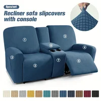 2 Seater Polar Fleece Recliner Chair Cover with Cup Holder Non Slip Armchair Cover All-inclusive Elastic Sofa Slipcover Protect 1