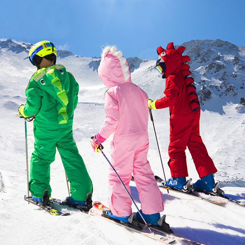 Combinaison de Ski imperméable pour enfant, garçon/fille, salopette épaisse  et chaude, ensembles d'extérieur, dessin animé - AliExpress