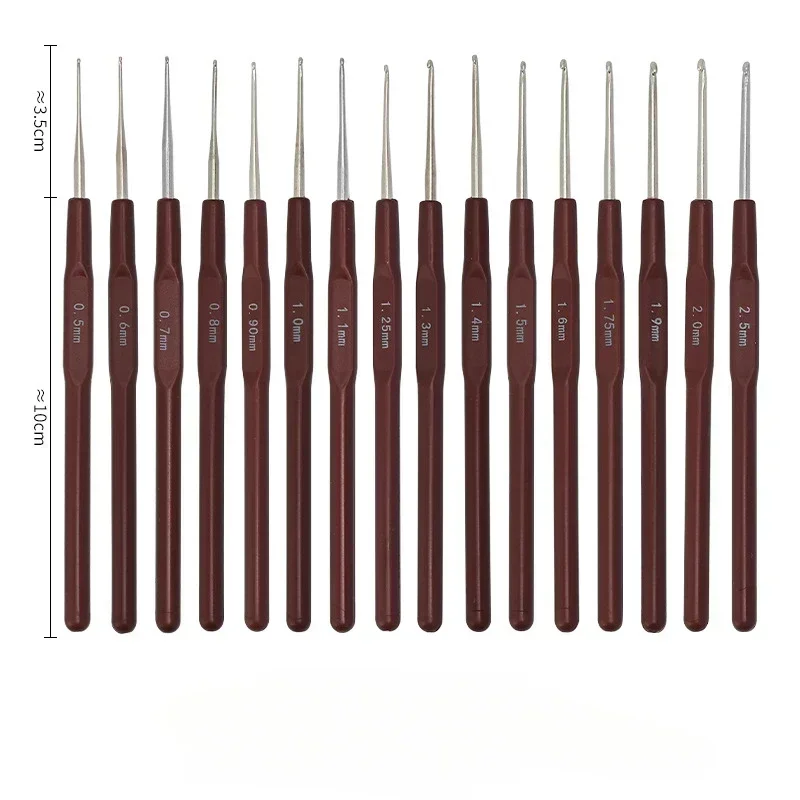 1Pcs Plastic Handle Crochet Hooks Knitting Needles Set 0.5mm-2.5mm 16 Size Crochet Supplies knitting needles,crochet kit,crochet hooks,knitting supplies,crochet needles,knitting material,knitting craft supplies