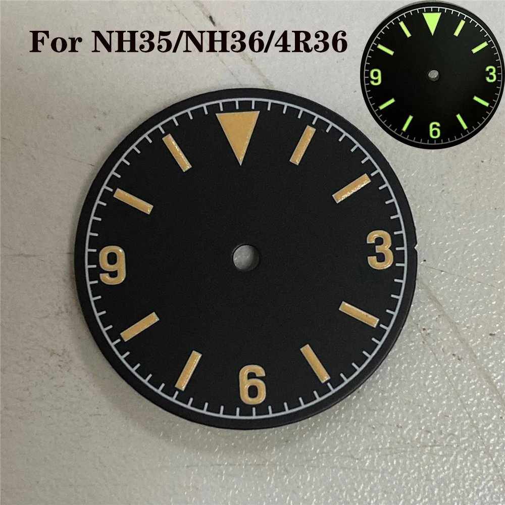 

28.5mm Watch Dial Green Luminous NH35 Dial for NH35 NH36 4R36 Movement Modified Replacement Black Watch Faces Accessories