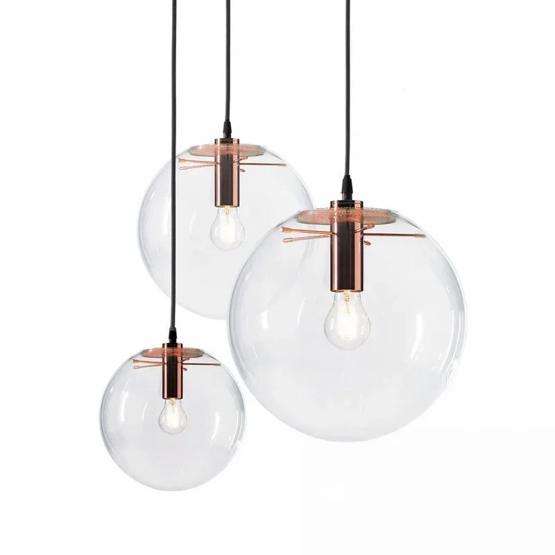 

Modern Gold Black Pendant Light Glass Ball Pendant Lamp for Dining Room Bar Suspension Kitchen Island E27 LED Chandelier