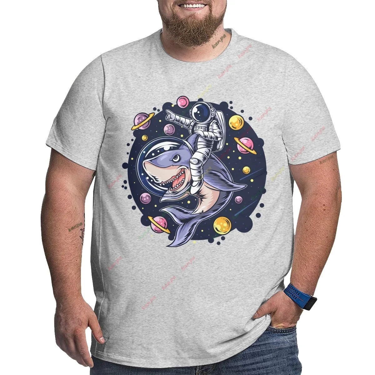 

Футболка мужская хлопковая с принтом акулы, 6XL 5XL
