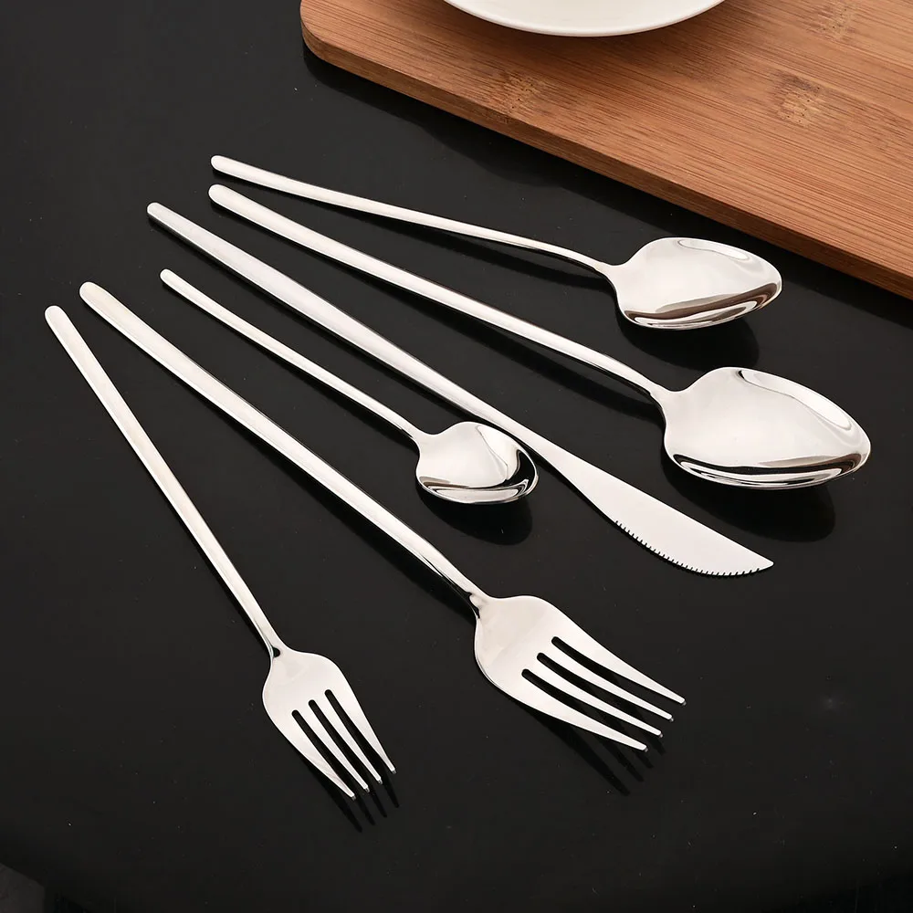Description Picture 2 of item6Pcs Stainless Steel Cutlery Set Gold Tableware Dinnerware Set Fork Knife Teaspoon Dinner Silverware Kitchen Flatware Set