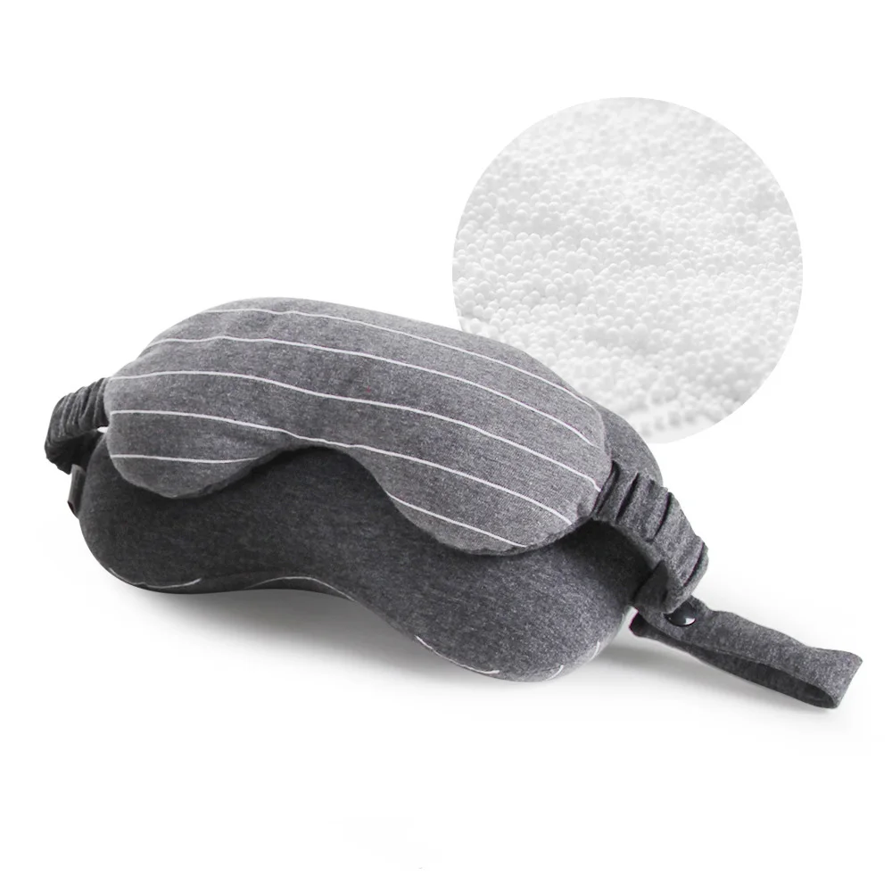 

Khan Cloth Striped Particle Neck Pillow Eye Mask 2 In 1 For Travel Office