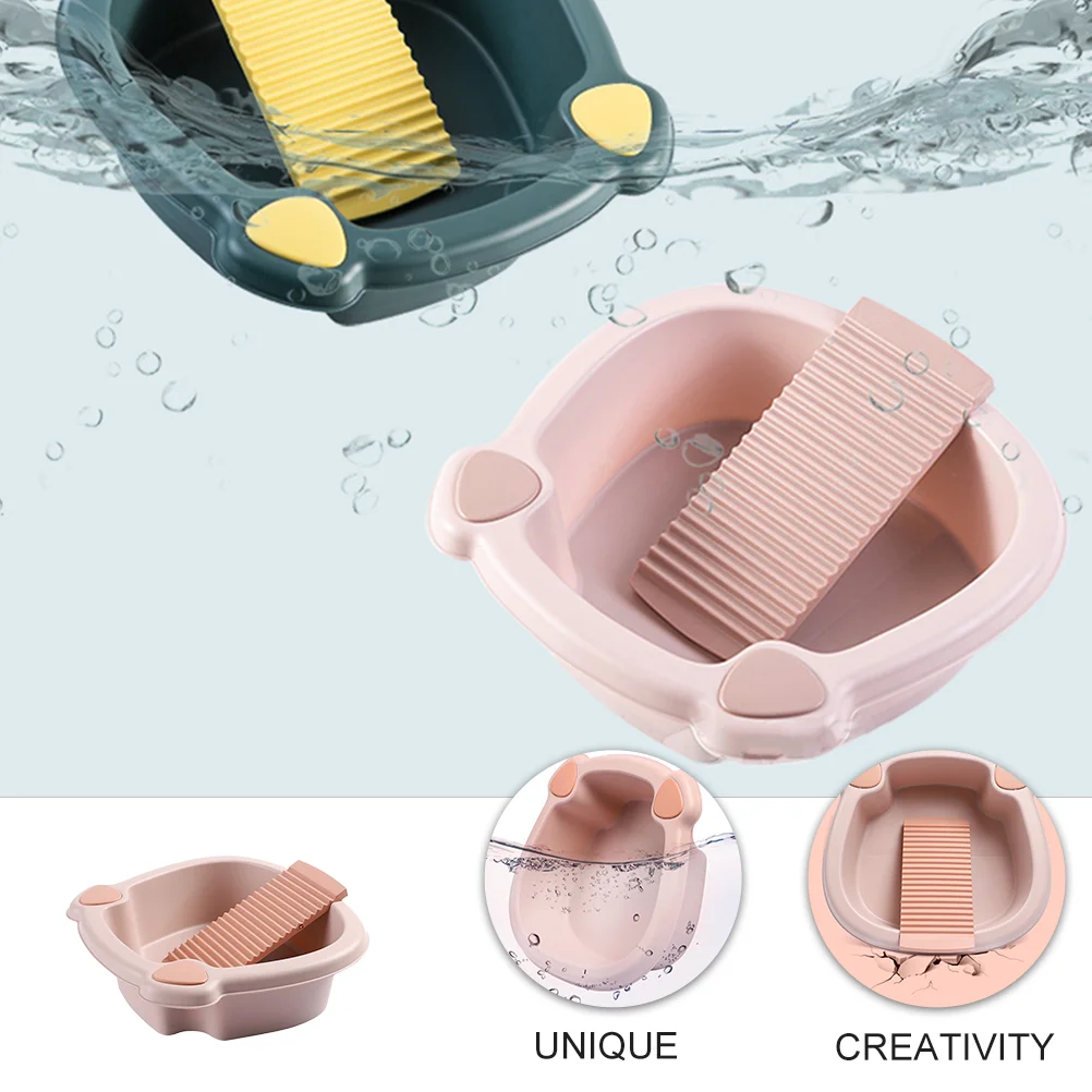 

1 Set Washing Clothes Washboard Hand Wash Board Basin for Daily Laundry