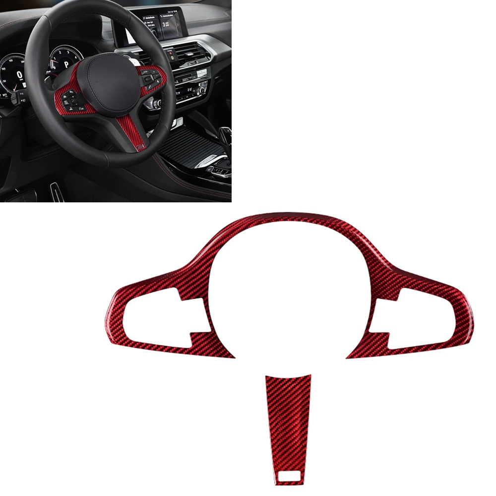 

Carbon Fiber Car Interior Steering Wheel Panel Sticker Cover Trim Frame For BMW X5 G05 X3 X4 G01 G08 2018-2020