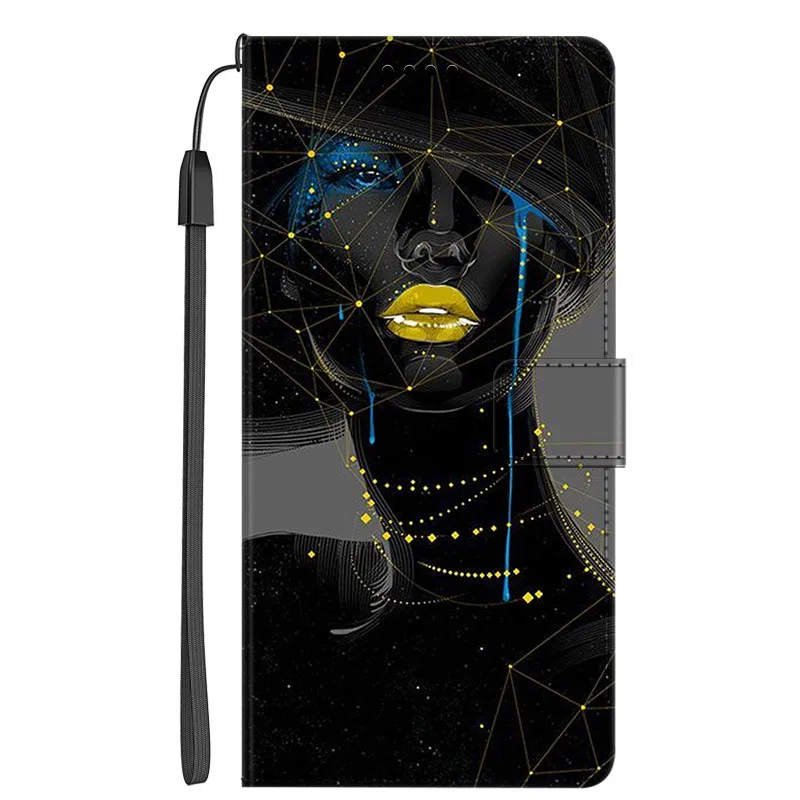 Elegant Leather Flip Wallet Cover - Premium Phone Case with Cat Design