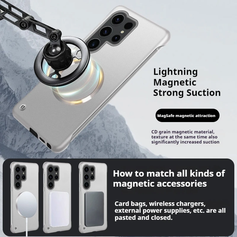 Sleek Matte Metallic Magnetic Phone Case with Breathable Design