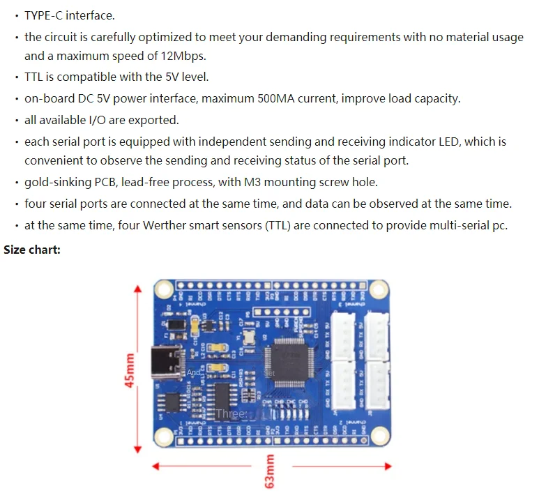 USB zu 4-weg TTL serielle port Original FT4232HL chip USB zu multi-weg serial port 5V 3,3 V – Detail 4