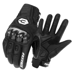 Premium Leather Motorcycle Gloves - Breathable, Touch Screen - Enabled Racing Design - XXL (SU07 Black)