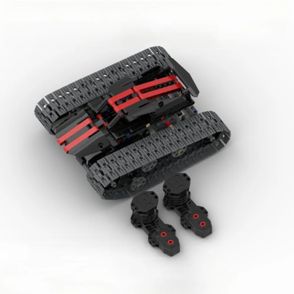 Détail des chenilles et des suspensions du MOC Tank Chenilles 4WD Buggy RC, prêt pour l'aventure tout-terrain.