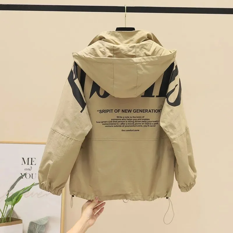 

Hooded Frock Women Early Spring Autumn Clothes 2023, The New Fashion Korean Version Of Loose Wild Casual Jacket Short Coat Tide